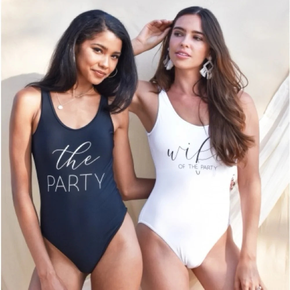 NWT David’s Bridal size Large White Wife of the party one piece swimsuit Bride L